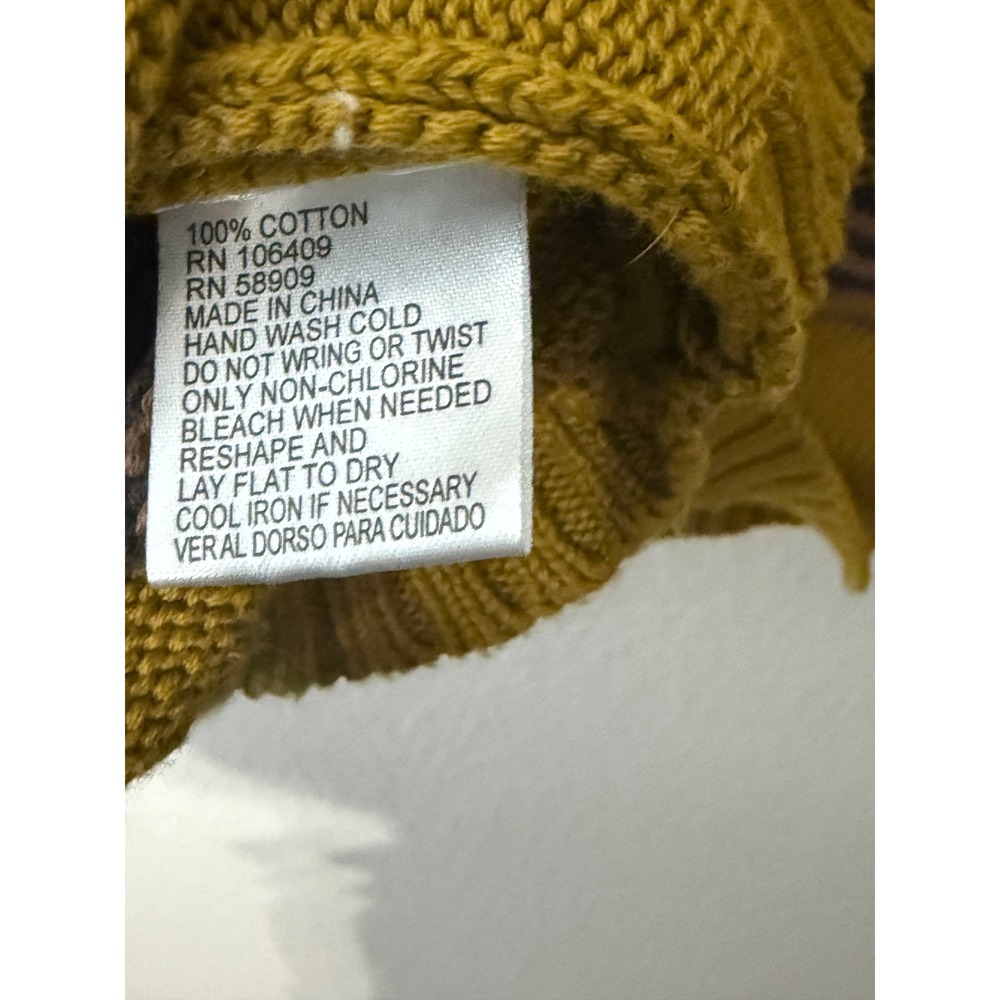 Vintage Cremieux Mustard Southwestern Cotton Knit Poncho Top XS Vintage Style - Picture 6 of 6